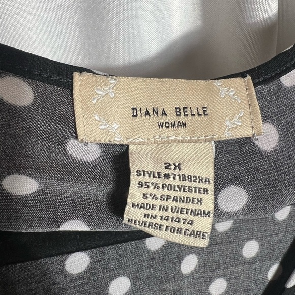 Diana Belle Woman’s Plus Size 2X Polka Dot Blouse Flowy Short Sleeve V-Neck - Picture 10 of 10